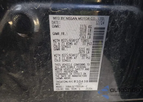 2015 Nissan Rogue Sv z USA, uszkodzony, nr VIN 5N1AT2ML4FC810438